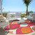 8' Pink Mauve And Orange Round Ogee Washable Indoor Outdoor Area Rug