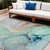 10' X 14' Teal Abstract Washable Non Skid Indoor Outdoor Area Rug