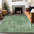 9' X 12' Sage And Mint Green Abstract Washable Indoor Outdoor Area Rug