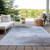 8' X 10' Sky Blue Gray And Ivory Abstract Washable Indoor Outdoor Area Rug