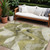 8' X 10' Olive Green Abstract Washable Non Skid Indoor Outdoor Area Rug