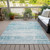 3' X 5' Teal Blue Aqua And Ivory Abstract Washable Indoor Outdoor Area Rug