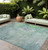 10' X 14' Teal Abstract Washable Non Skid Indoor Outdoor Area Rug