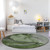 8' Round Olive Green Round Abstract Washable Non Skid Indoor Outdoor Area Rug