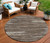 8' Brown And Ivory Round Striped Washable Indoor Outdoor Area Rug