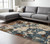 10' X 13' Beige Rust And Teal Abstract Distressed Area Rug With Fringe