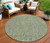 8' Olive Green And Gray Round Floral Washable Indoor Outdoor Area Rug