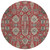 8' Red Beige And Charcoal Round Oriental Washable Indoor Outdoor Area Rug