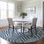8' Navy Blue And Ivory Round Geometric Washable Indoor Outdoor Area Rug
