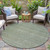 8' Sage And Ivory Round Striped Washable Indoor Outdoor Area Rug