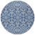 8' Navy Blue And Ivory Round Damask Washable Indoor Outdoor Area Rug