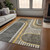 9' X 12' Gray Green and Gold Abstract Washable Non Skid Indoor Outdoor Area Rug