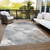 Taupe Striped Washable Indoor Outdoor Area Rug