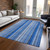 8' X 10' Blue Striped Washable Non Skid Indoor Outdoor Area Rug