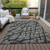 9' X 12' Gray and Black Abstract Washable Non Skid Indoor Outdoor Area Rug