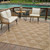 8' X 11' Beige and Brown Geometric Distressed Indoor Outdoor Area Rug