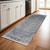 8' Gray and Silver Abstract Power Loom Worn Faded Runner Rug