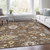 3' X 5' Chocolate Taupe And White Floral Washable Indoor Outdoor Area Rug