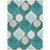 3' X 5' Teal Blue Sky Blue And Ivory Ogee Washable Indoor Outdoor Area Rug