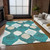 3' X 5' Teal Blue Sky Blue And Ivory Ogee Washable Indoor Outdoor Area Rug