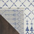 8' Ivory and Blue Geometric Distressed Non Skid Runner Rug