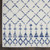 8' Ivory and Blue Geometric Distressed Non Skid Runner Rug