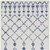 8' Ivory and Blue Geometric Distressed Non Skid Runner Rug