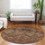 8' Orange Copper And Brown Round Floral Washable Indoor Outdoor Area Rug