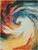 8' X 11' Blue Red and Orange Abstract Non Skid Area Rug
