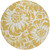 8' Round Gold and White Round Floral Washable Non Skid Indoor Outdoor Area Rug