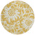 8' Round Gold and White Round Floral Washable Non Skid Indoor Outdoor Area Rug