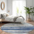 8' Navy Blue And Ivory Round Striped Washable Indoor Outdoor Area Rug