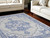 8' X 10' Ivory Blue and Gray Floral Medallion Distressed Non Skid Area Rug