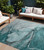 9' X 12' Teal Abstract Washable Non Skid Indoor Outdoor Area Rug