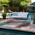 10' X 14' Burgundy Abstract Washable Non Skid Indoor Outdoor Area Rug