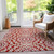 10' X 14' Red Beige And Ivory Floral Medallion Washable Indoor Outdoor Area Rug