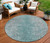 8' Teal Blue Gray And Charcoal Round Oriental Washable Indoor Outdoor Area Rug
