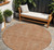 8' Terra Cotta And Brown Round Abstract Washable Indoor Outdoor Area Rug