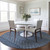 8' Navy Blue And Ivory Round Chevron Washable Indoor Outdoor Area Rug