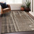 8' X 10' Brown And Beige Striped Washable Indoor Outdoor Area Rug