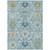 8' X 10' Sky Blue Ivory And Gold Damask Washable Indoor Outdoor Area Rug