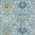 8' X 10' Sky Blue Ivory And Gold Damask Washable Indoor Outdoor Area Rug