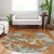 8' Copper And Orange Round Abstract Washable Indoor Outdoor Area Rug
