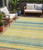 5' X 8' Yellow Denim Blue And Sky Blue Striped Washable Indoor Outdoor Area Rug