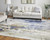5' X 8' Blue Orange And Ivory Abstract Power Loom Area Rug