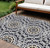 10' X 14' Black Ivory And Gray Floral Medallion Washable Indoor Outdoor Area Rug