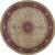 6' Ivory And Red Oriental Round Rug