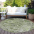 8' Artichoke Green And Gray Round Floral Medallion Washable Indoor Outdoor Area Rug