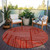 8' Red And Ivory Round Geometric Washable Indoor Outdoor Area Rug