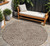8' Brown And Beige Round Abstract Washable Indoor Outdoor Area Rug